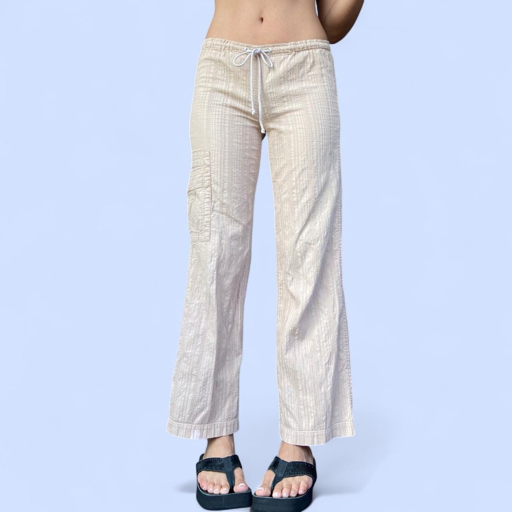Vintage BCBG Cotton Wide Leg Low Rise Pants Beachy Coastal Resortwear